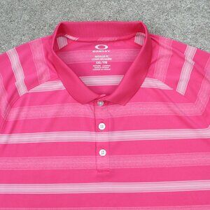 Oakley Polo Shirt Mens 2XL XXL Pink Hydrolix Regular Fit Short Sleeve Pullover